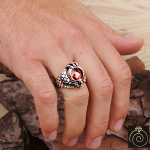 Ruby Stone Moon Star Men's Claw Ring
