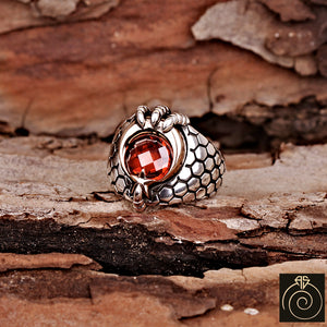 Ruby Stone Moon Star Men's Claw Ring