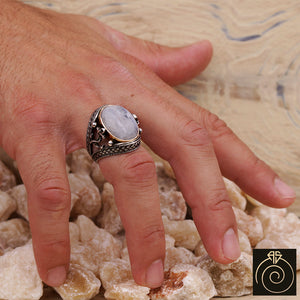 Moon Stone Silver Men's Ring