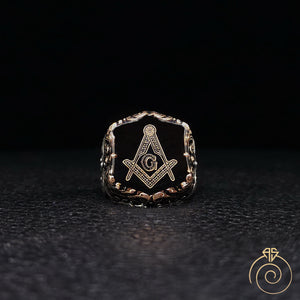 Mens Freemason Ring Square and Compass Masonic Jewelry