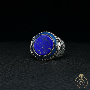 Lapis Lazuli Silver Men's Celtic Ring