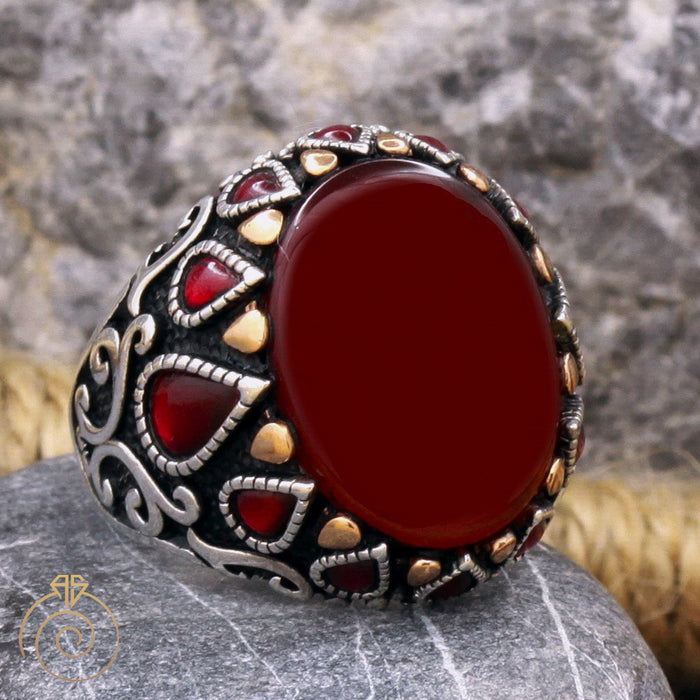 Agate Victorian Silver Ring