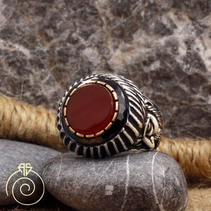 Agate Stone Emperor Face Ring