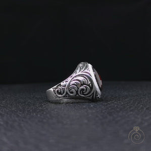 ruby-red-silver-men's-ring-video