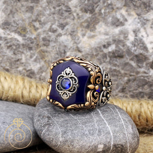 floral-shield-chivalric-men's-ring