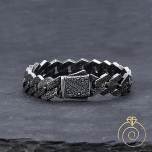 handmade-oxidized-silver-men's-bracelet
