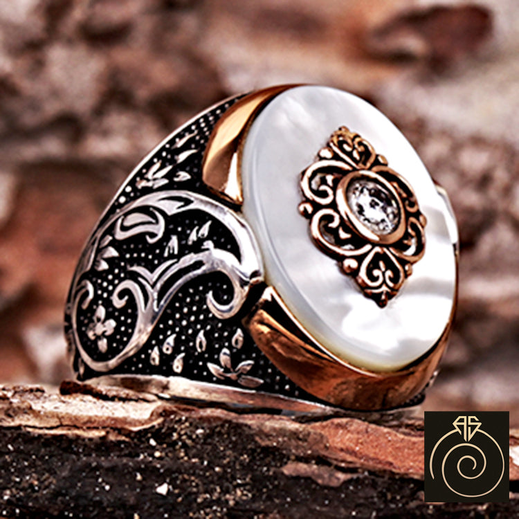 Mens mother of pearl ring best sale