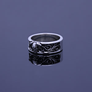 Unisex Sculpted Skull Band, 925 Sterling Silver Biker Ring, Vintage Gothic Jewelry,