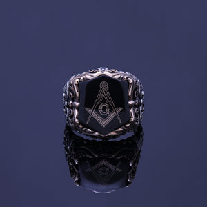 Mens Freemason Ring Square and Compass Masonic Jewelry