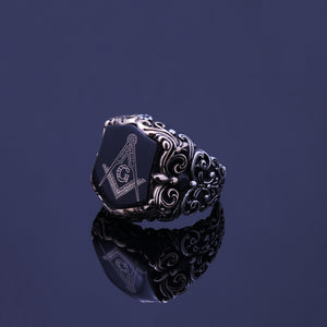 Mens Freemason Ring Square and Compass Masonic Jewelry