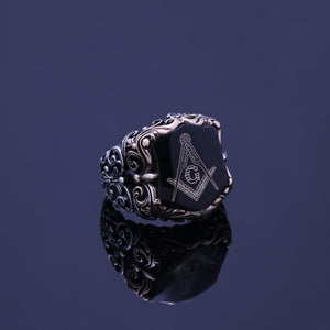 Mens Freemason Ring Square and Compass Masonic Jewelry