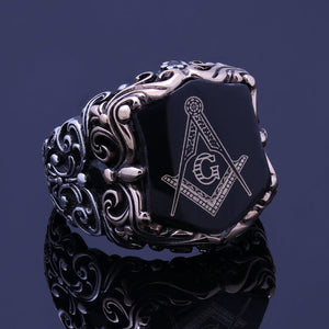 Mens Freemason Ring Square and Compass Masonic Jewelry