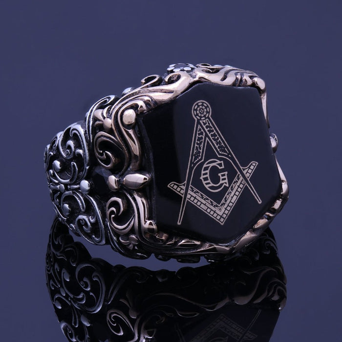 Mens Freemason Ring Square and Compass Masonic Jewelry