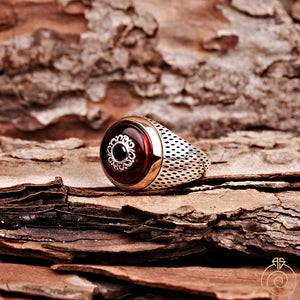 Agate Silver Men's Ring