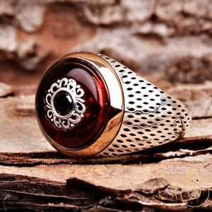 Agate Silver Men's Ring