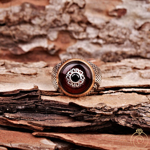 Agate Silver Men's Ring