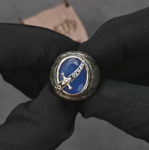sapphire-blue-silver-mens-ring-video
