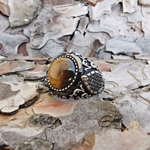 Brown Tiger Eye Gemstone Men's Ring