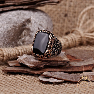 Rectangle Onyx Gemstone Men's Ring