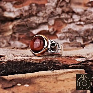 Tiger Eye Silver Men's Ring