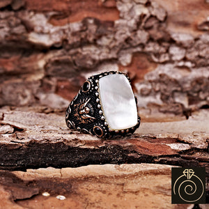 Mother of Pearl Silver Men's Ring