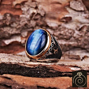 Tiger Eye Silver Men's Ring