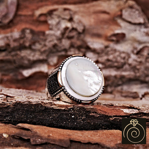 Mother of Pearl Silver Men's Ring