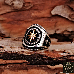 Compass Silver Men's Ring