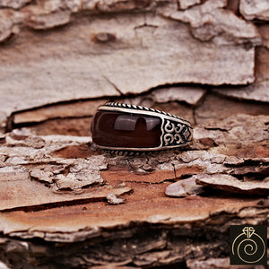 Agate Silver Men's Ring