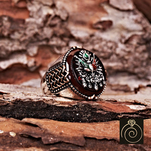 Agate Silver Men's Ring