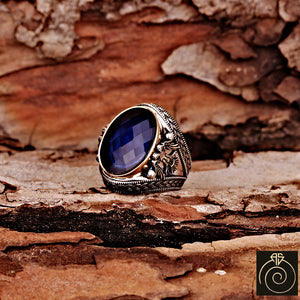 Sapphire Silver Men's Ring