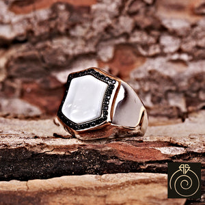 Mother of Pearl Silver Men's Ring