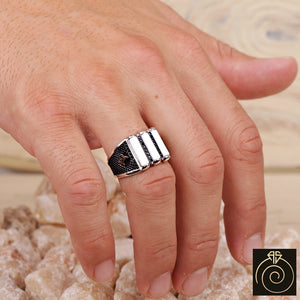 Opal Silver Men's Ring