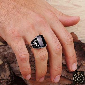 Onyx Silver Scorpion Men's Ring