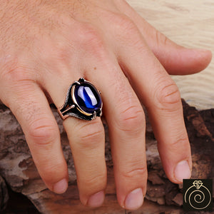 Sapphire Silver Men's Ring