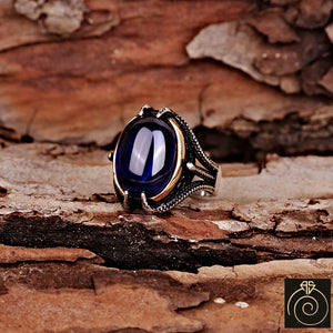 Sapphire Silver Men's Ring