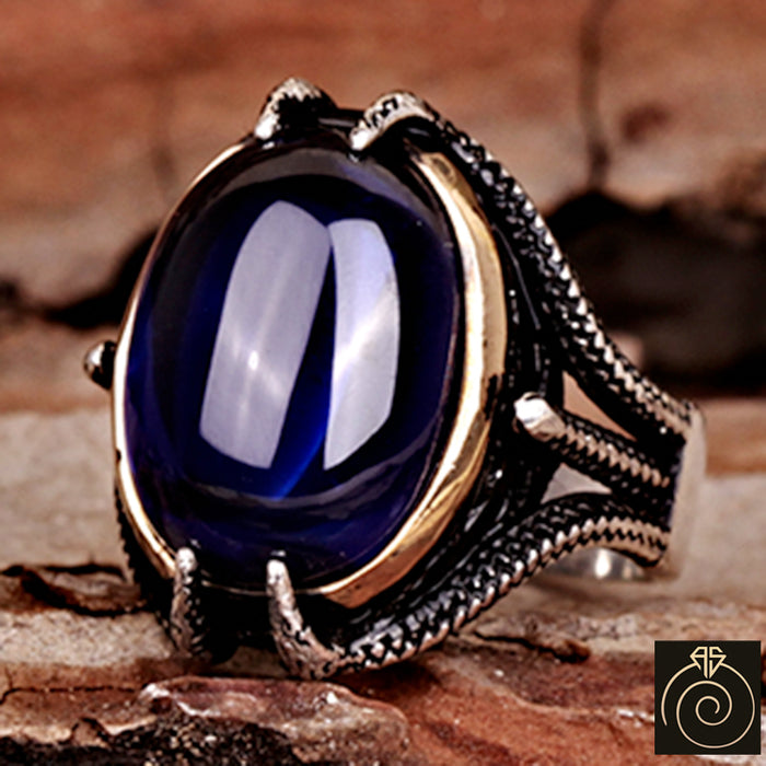 Sapphire Silver Men's Ring