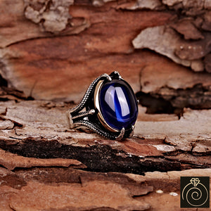 Sapphire Silver Men's Ring