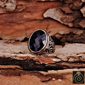 Sapphire Silver Men's Ring