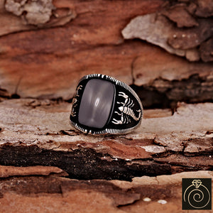 Onyx Silver Scorpion Men's Ring