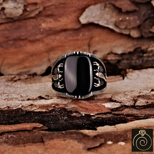 Onyx Silver Scorpion Men's Ring