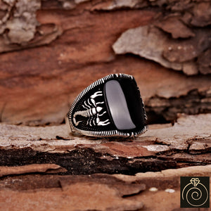 Onyx Silver Scorpion Men's Ring