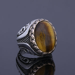 Tiger Eye Silver Men’s Ring