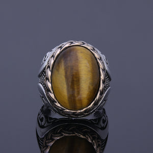 Tiger Eye Silver Men’s Ring