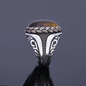 Tiger Eye Silver Men’s Ring