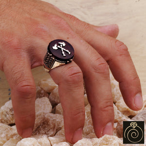 Agate Silver Men's Ring