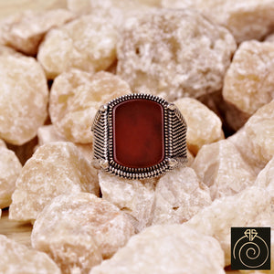 Agate Silver Men's Ring