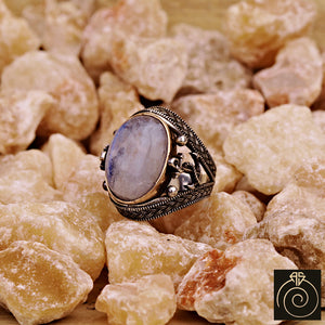 Moon Stone Silver Men's Ring