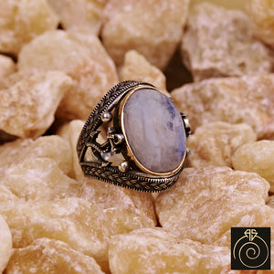 Moon Stone Silver Men's Ring