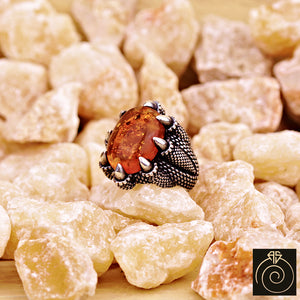 Amber Silver Men's Ring